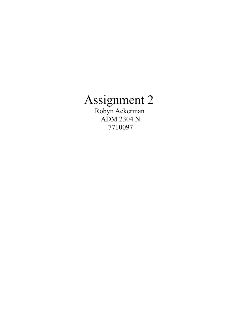 Assignment 2 for ADM 2304 N