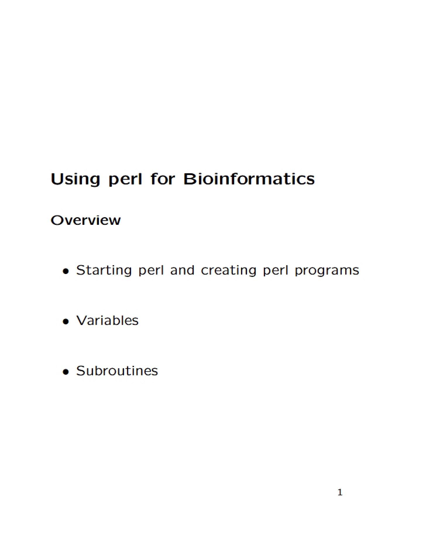 Bioinformatics using Perl