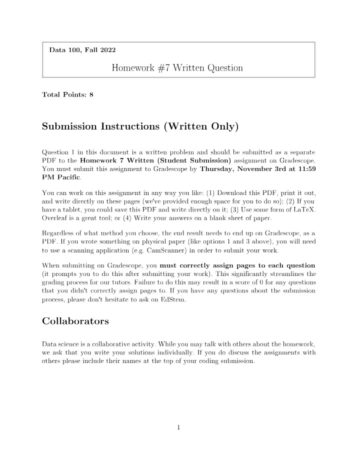 Written Question for Homework 7