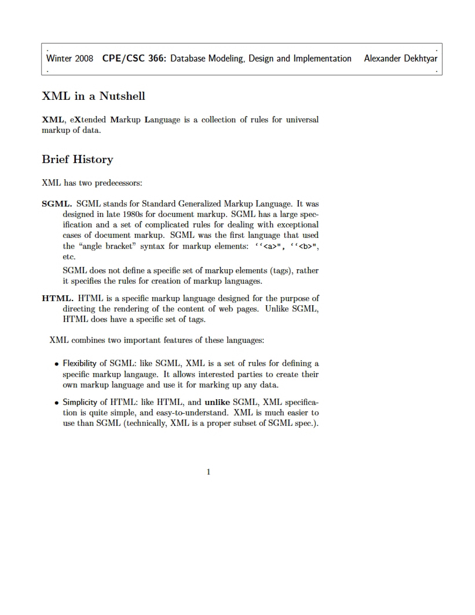 Lecture 14 - Database Modeling
