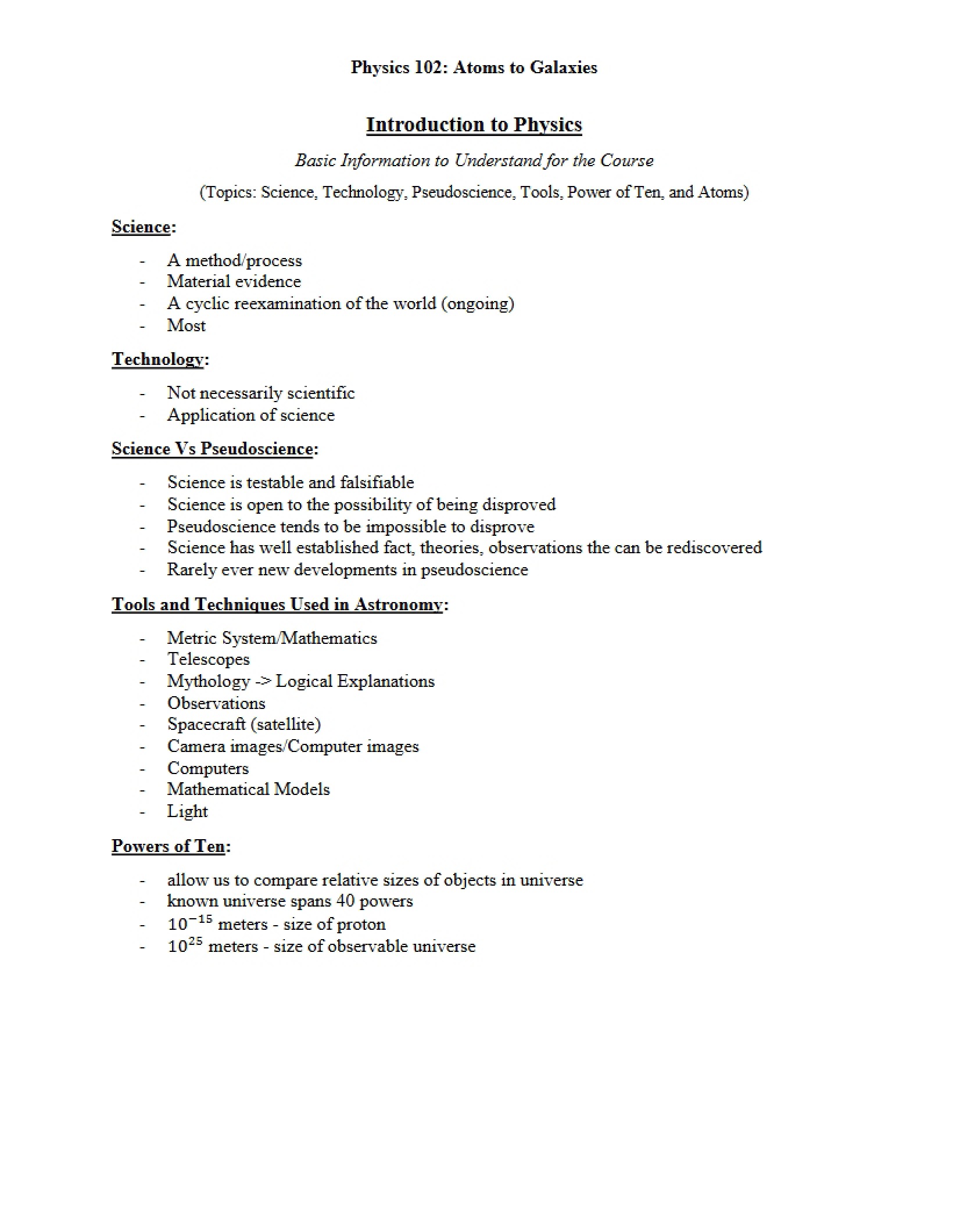 Overview of Physics