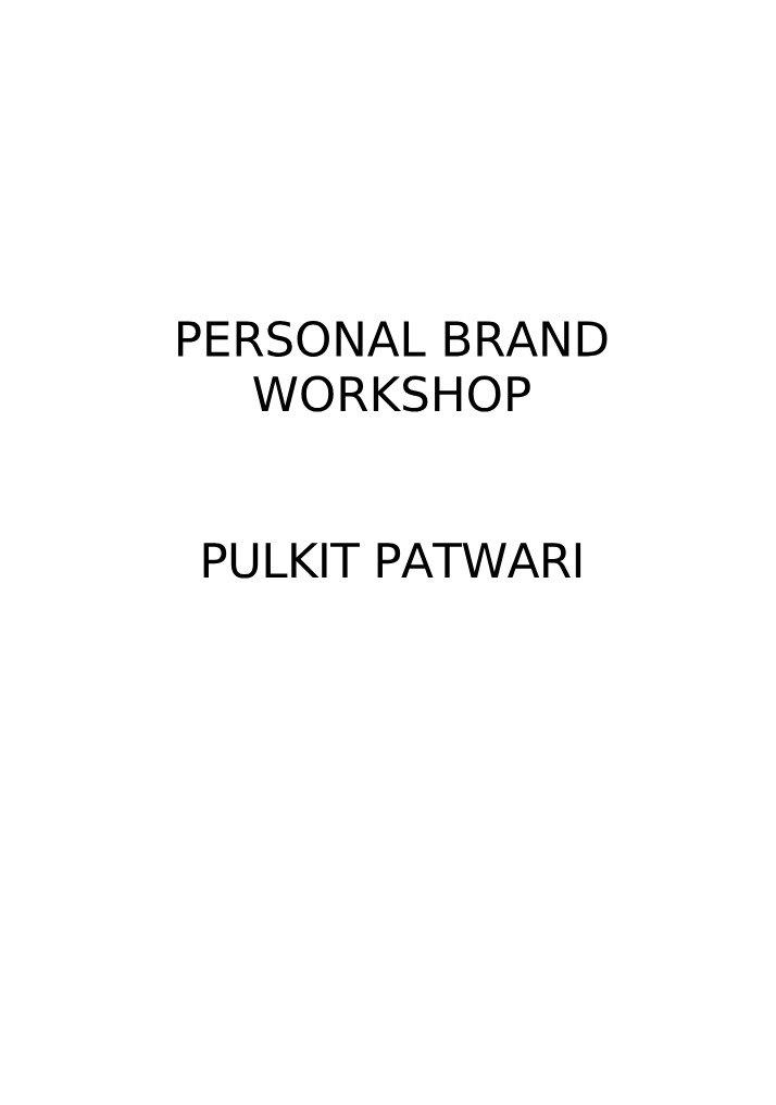 Personal Branding Workshop