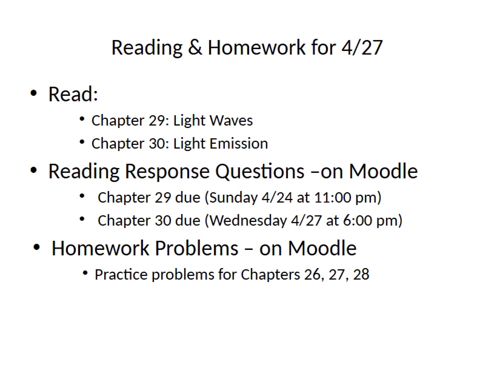 Chapters 26-28 (Lecture 12)