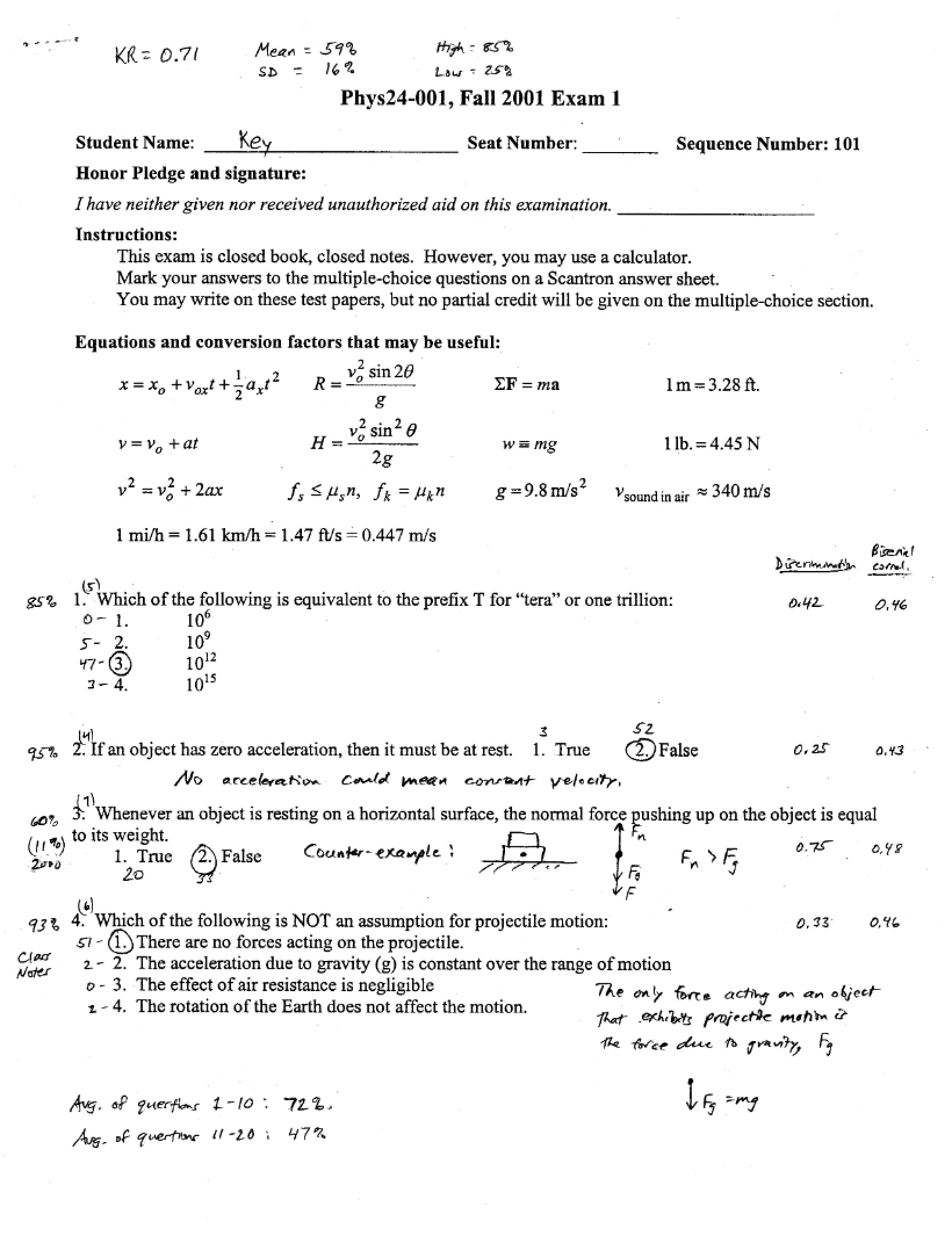 First Physics Exam