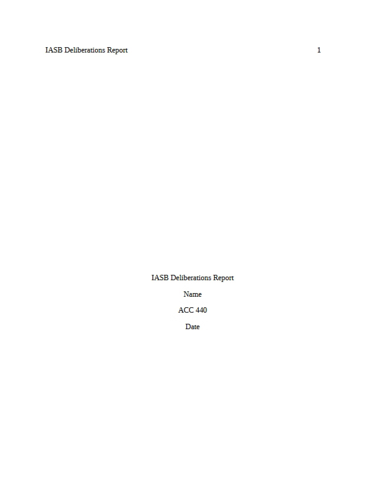 Report on IASB Deliberations