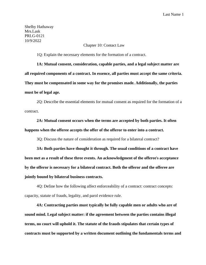 Contract Law - Chapter 10