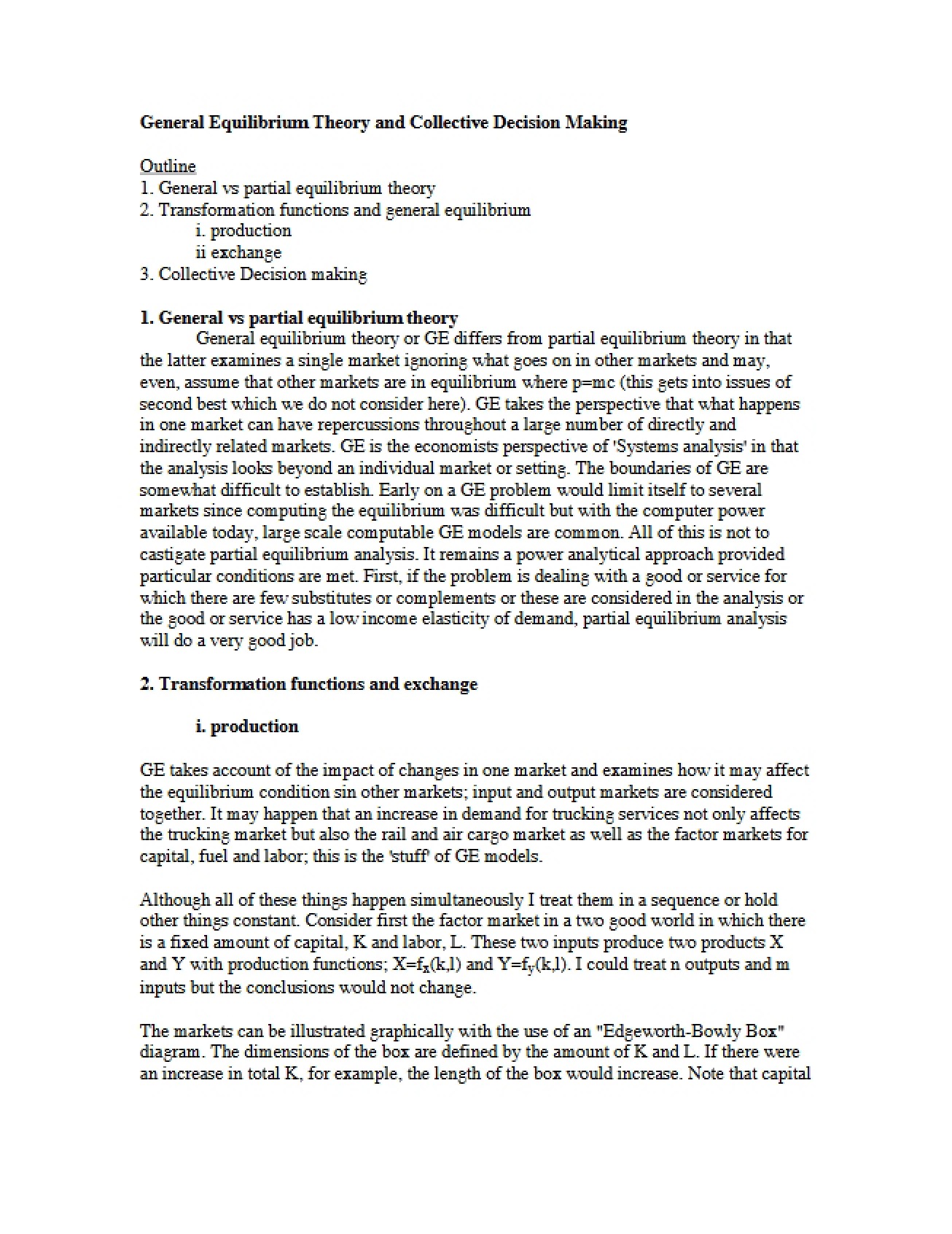 Collective Decisions and General Equilibrium Theory