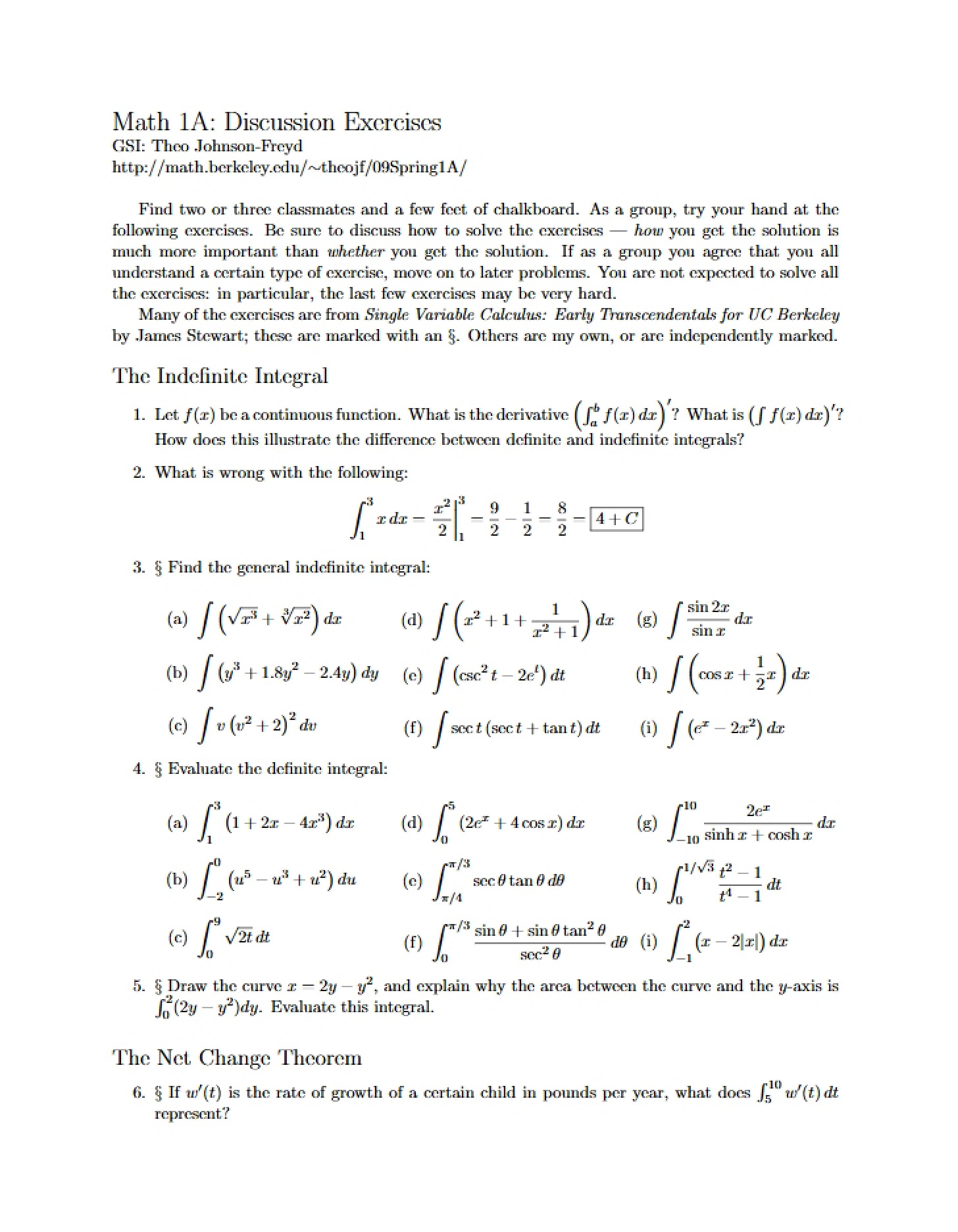 Math 1A Section Practice
