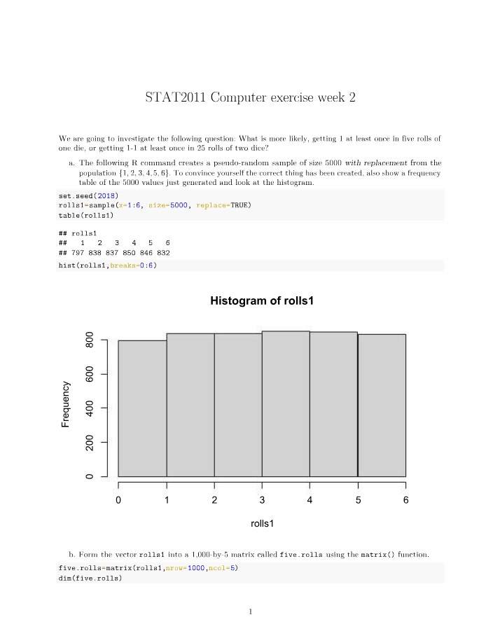 STAT2011 Solutions - Week 2 Computer Exercise
