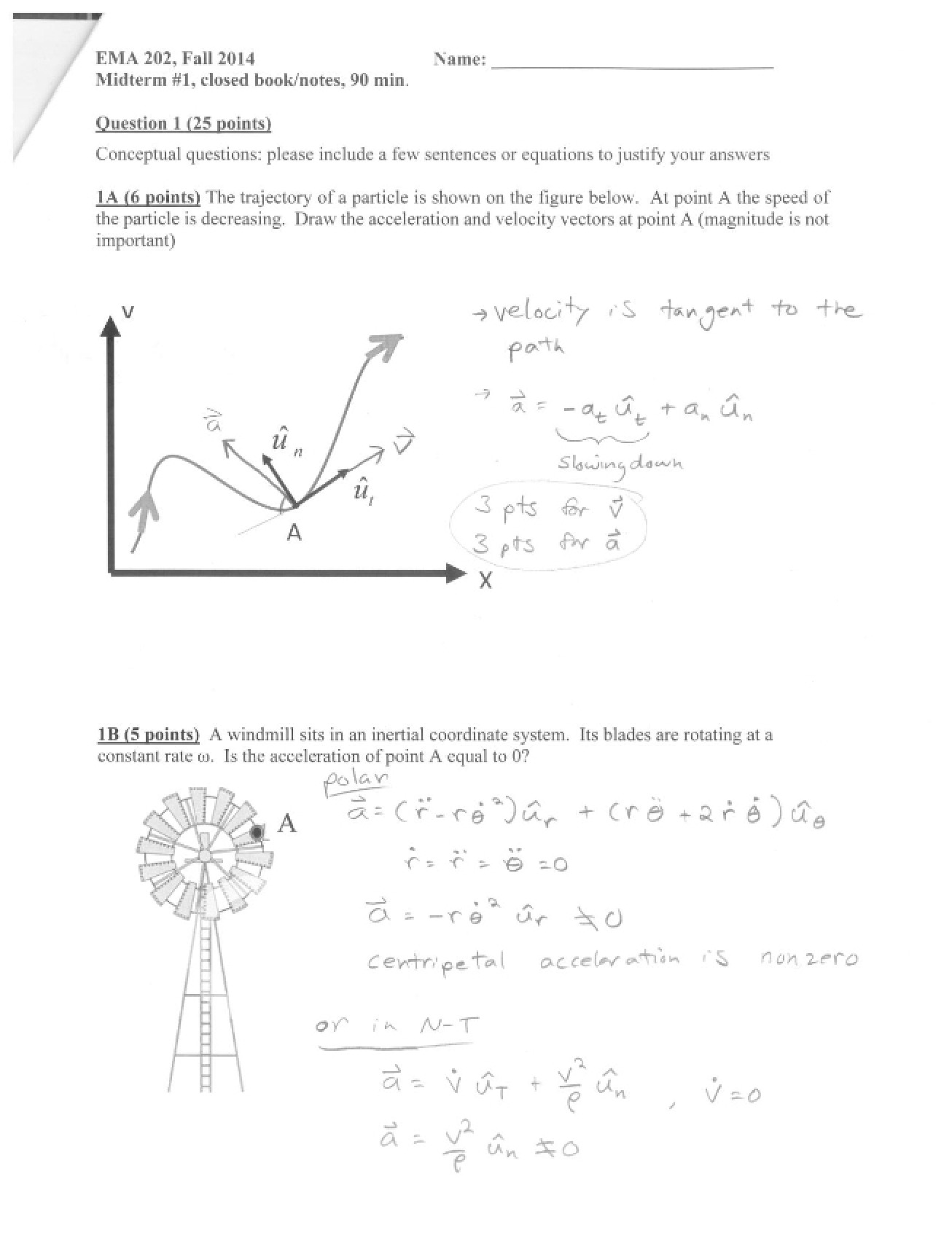 Solutions for Fall 2014 Midterm 1 (EMA 202)