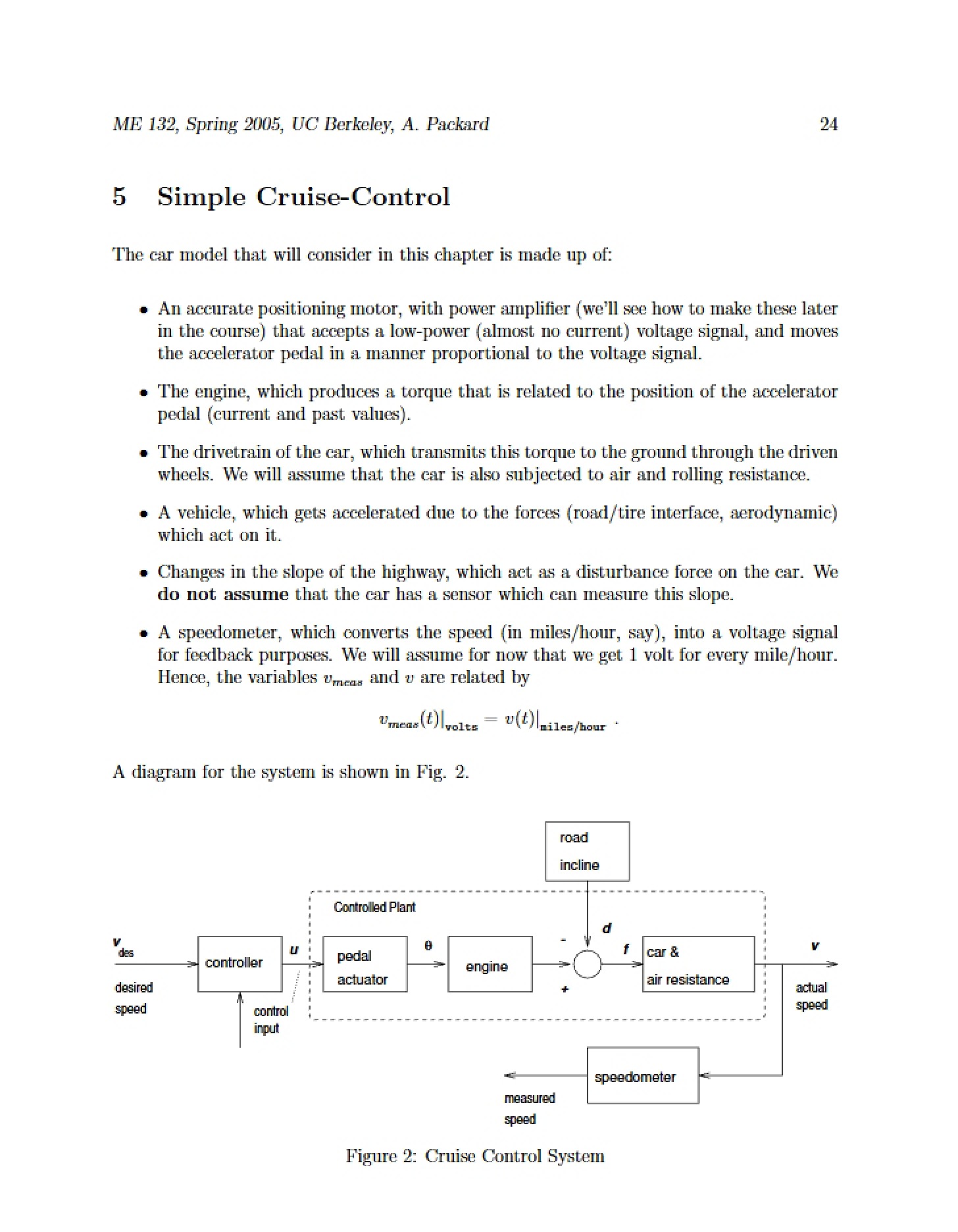 Cruise-Control Simple Models