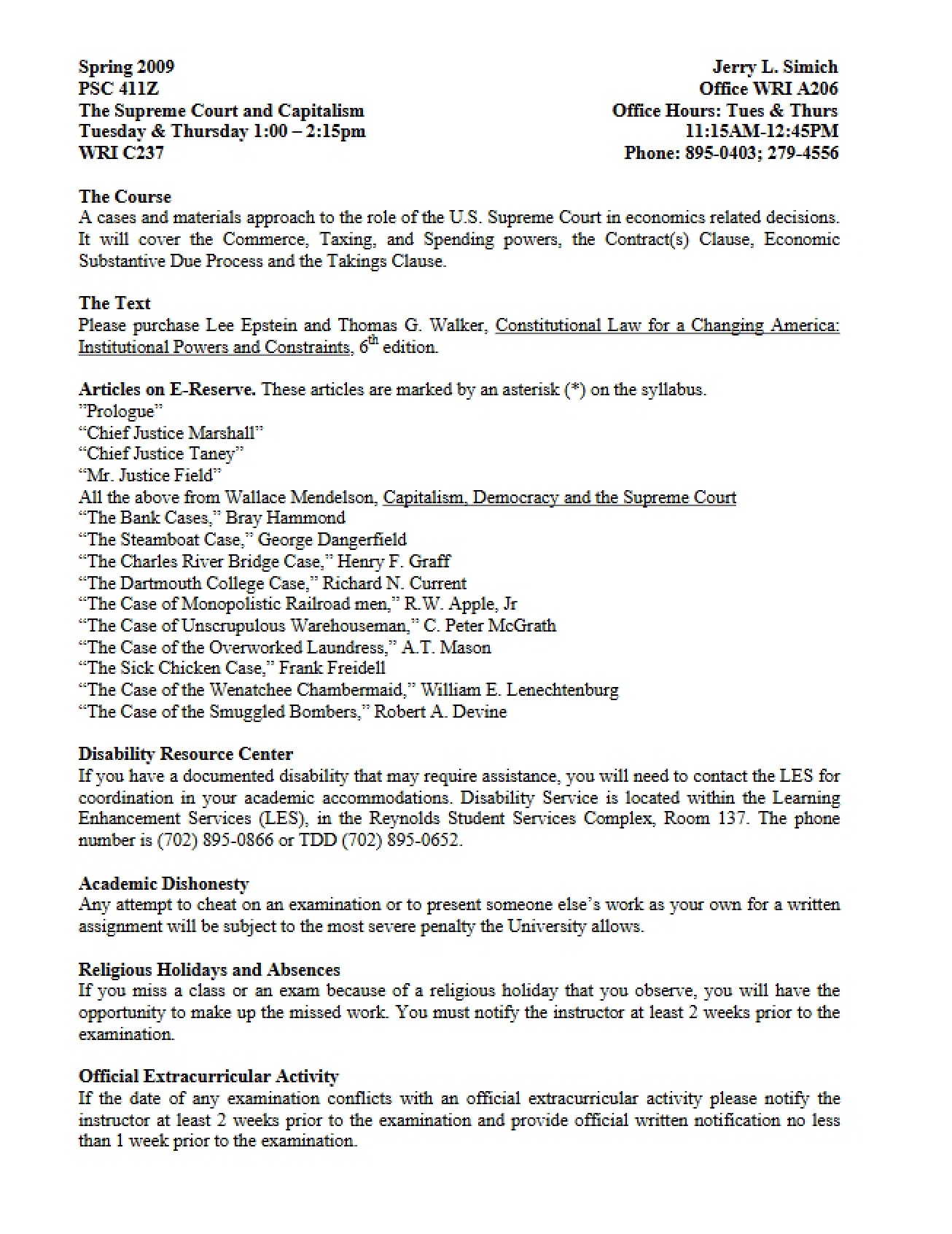 Syllabus Public Law Special Topics