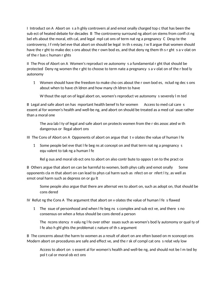Women's Reproductive Autonomy - The Right to Choose
