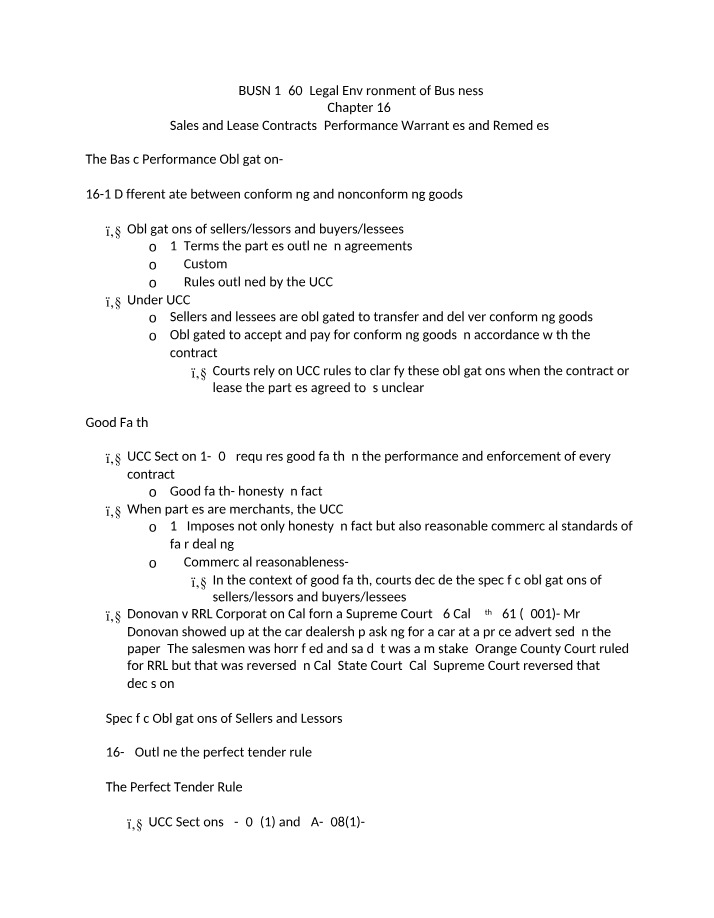 Sales and Lease Contracts - Performance Warranties
