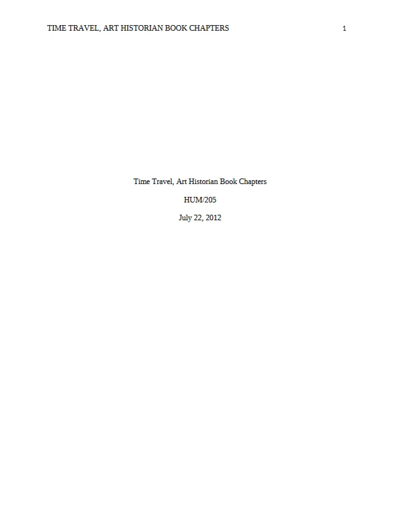 Book Chapters Art Historian Time Travel