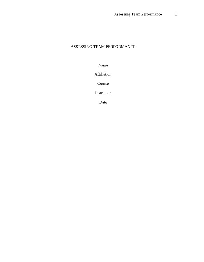 Team Performance Assessment