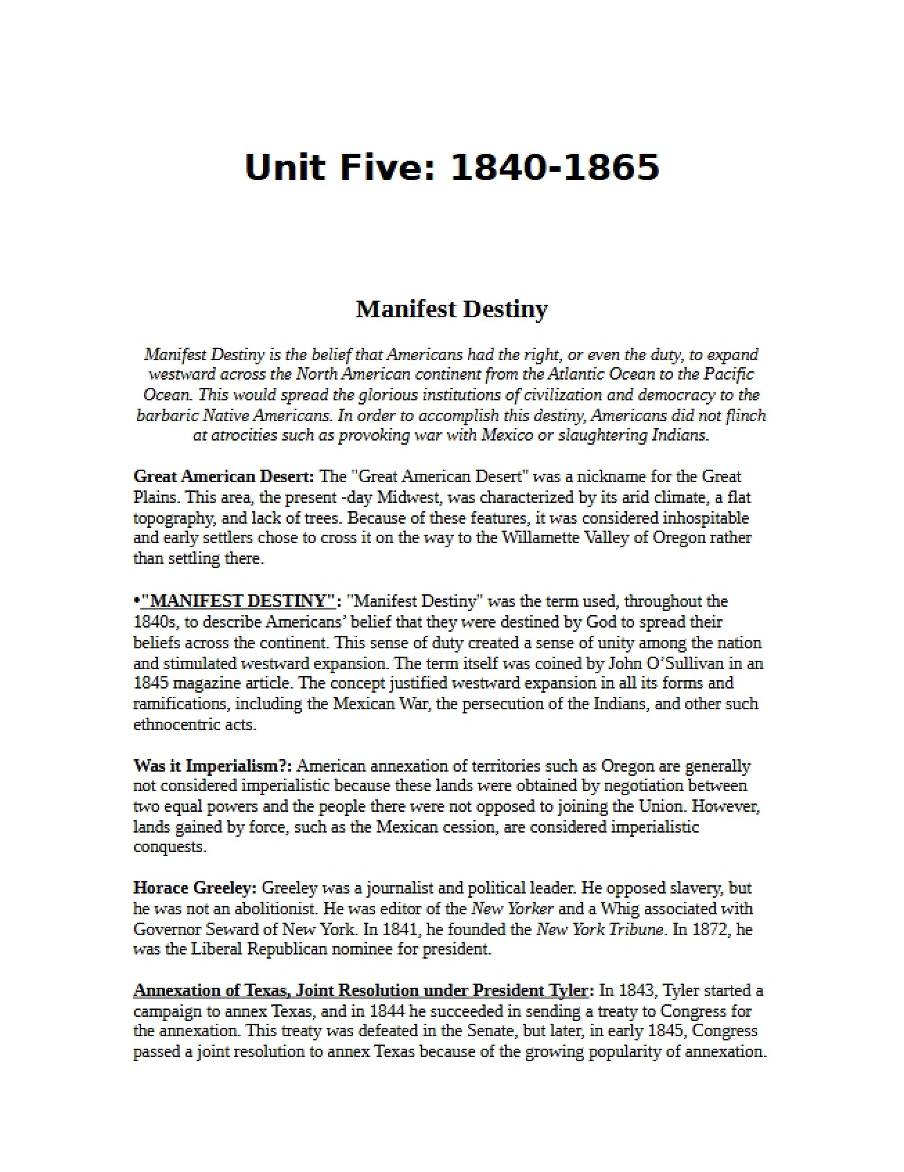 History 1840-1865