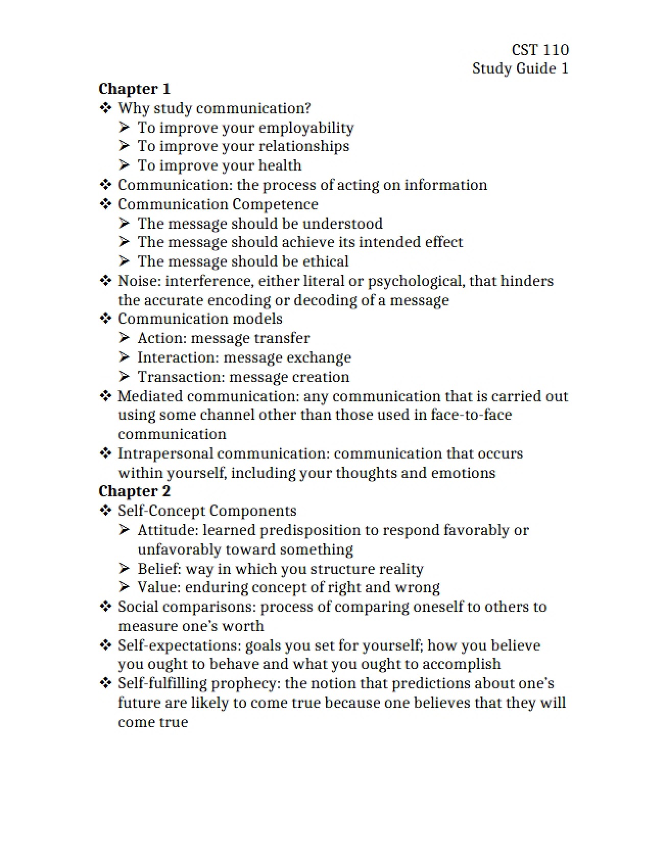 Communication Chapter One