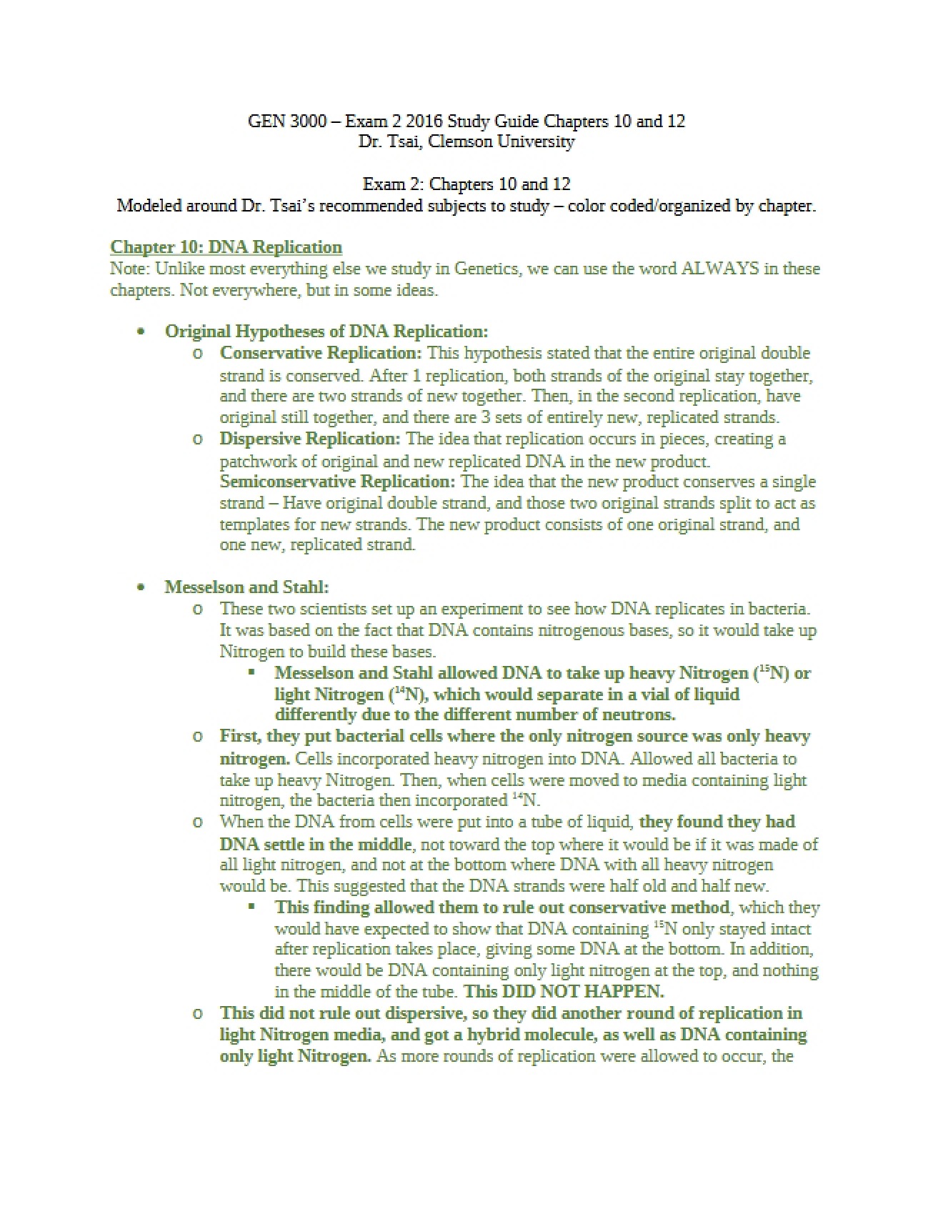 DNA Replication - Chapter 10