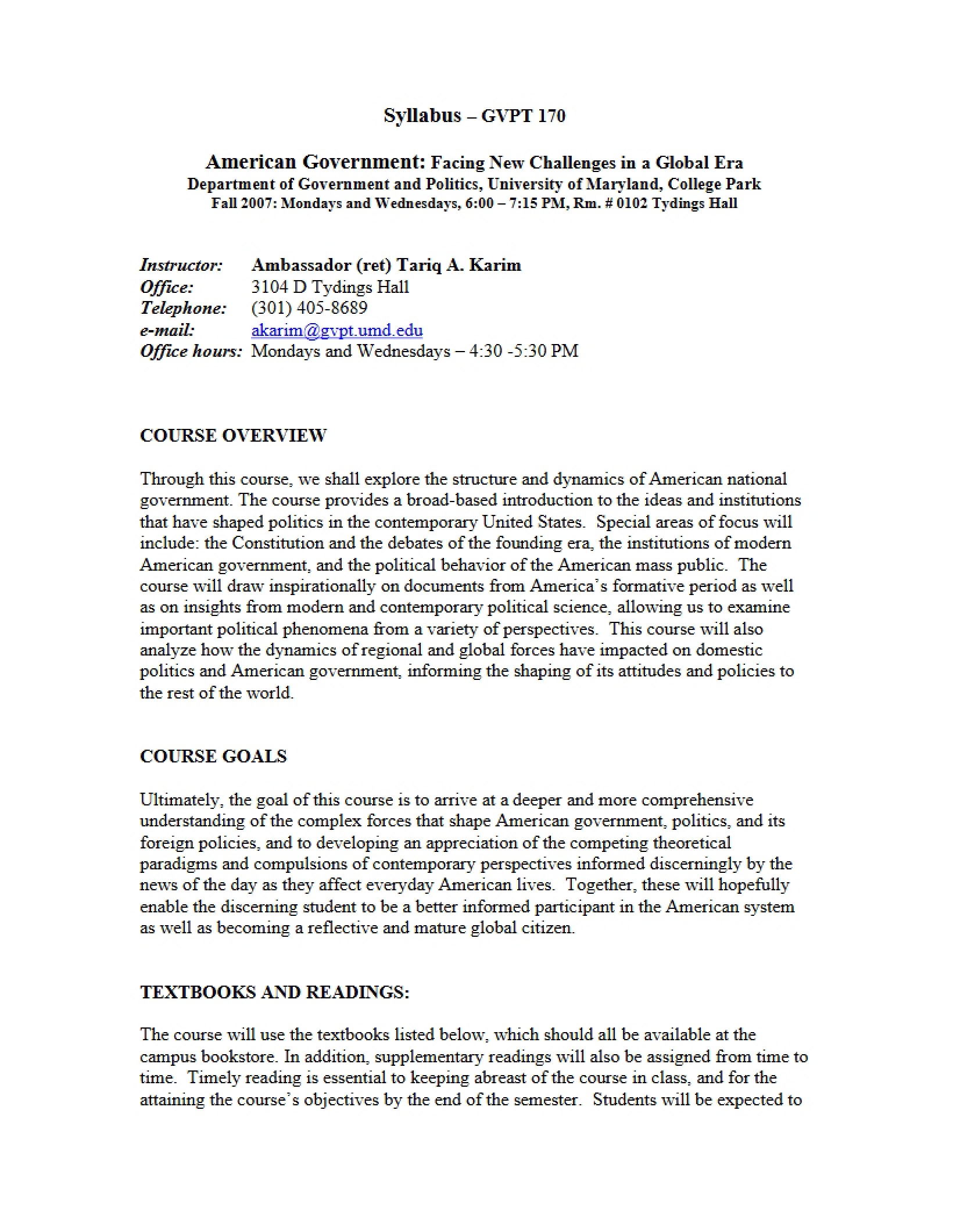 American Government Syllabus