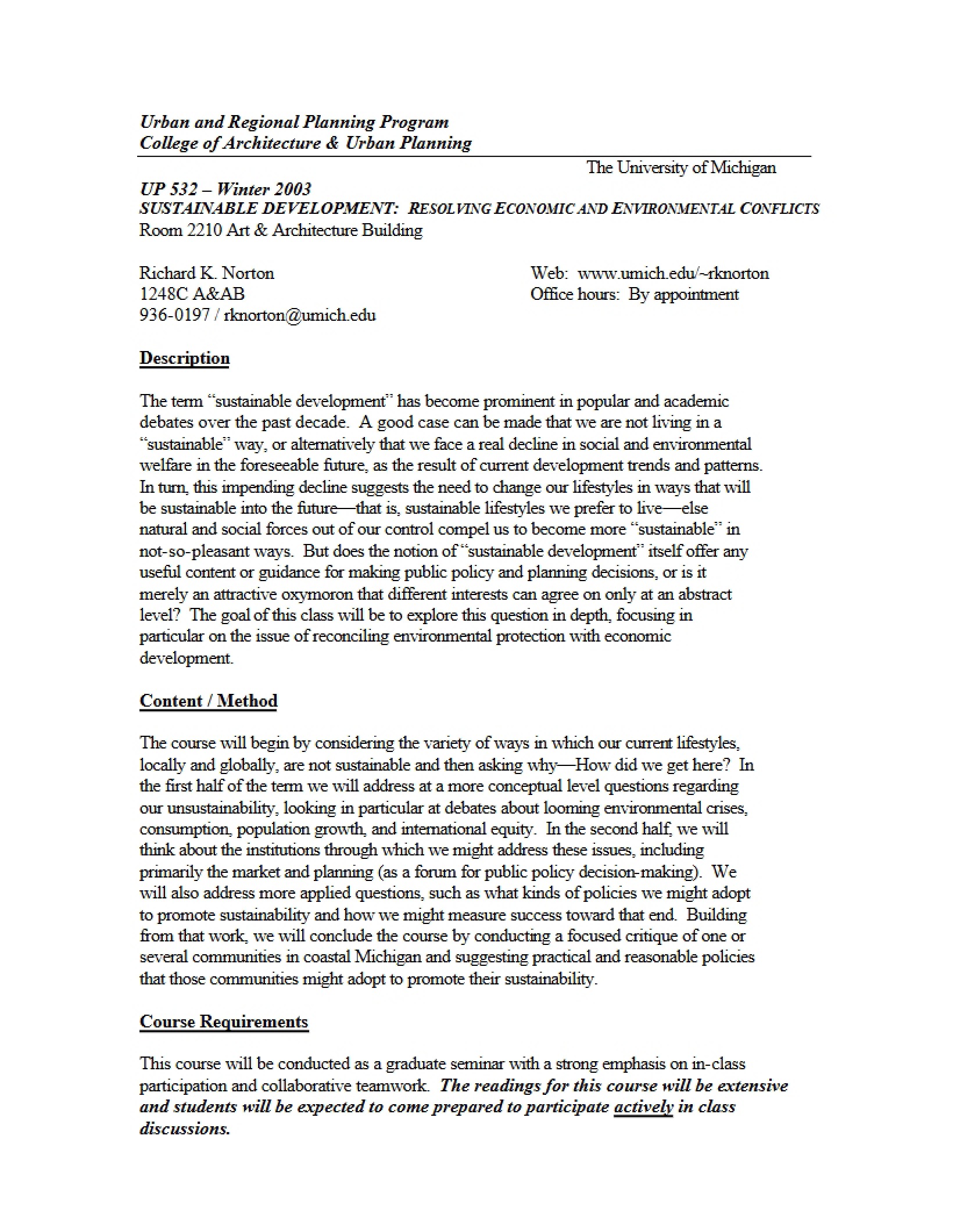 Syllabus for UP 532