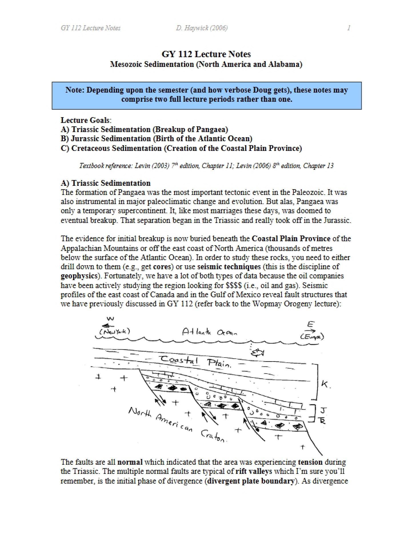Notes for GY 112 Course
