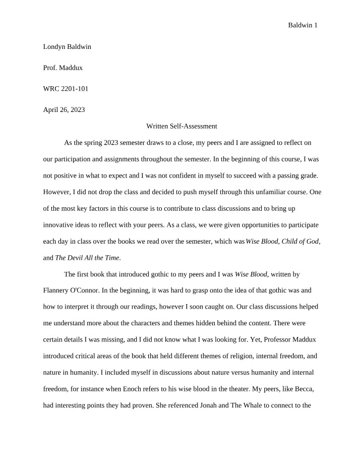 Self-Assessment (Written)