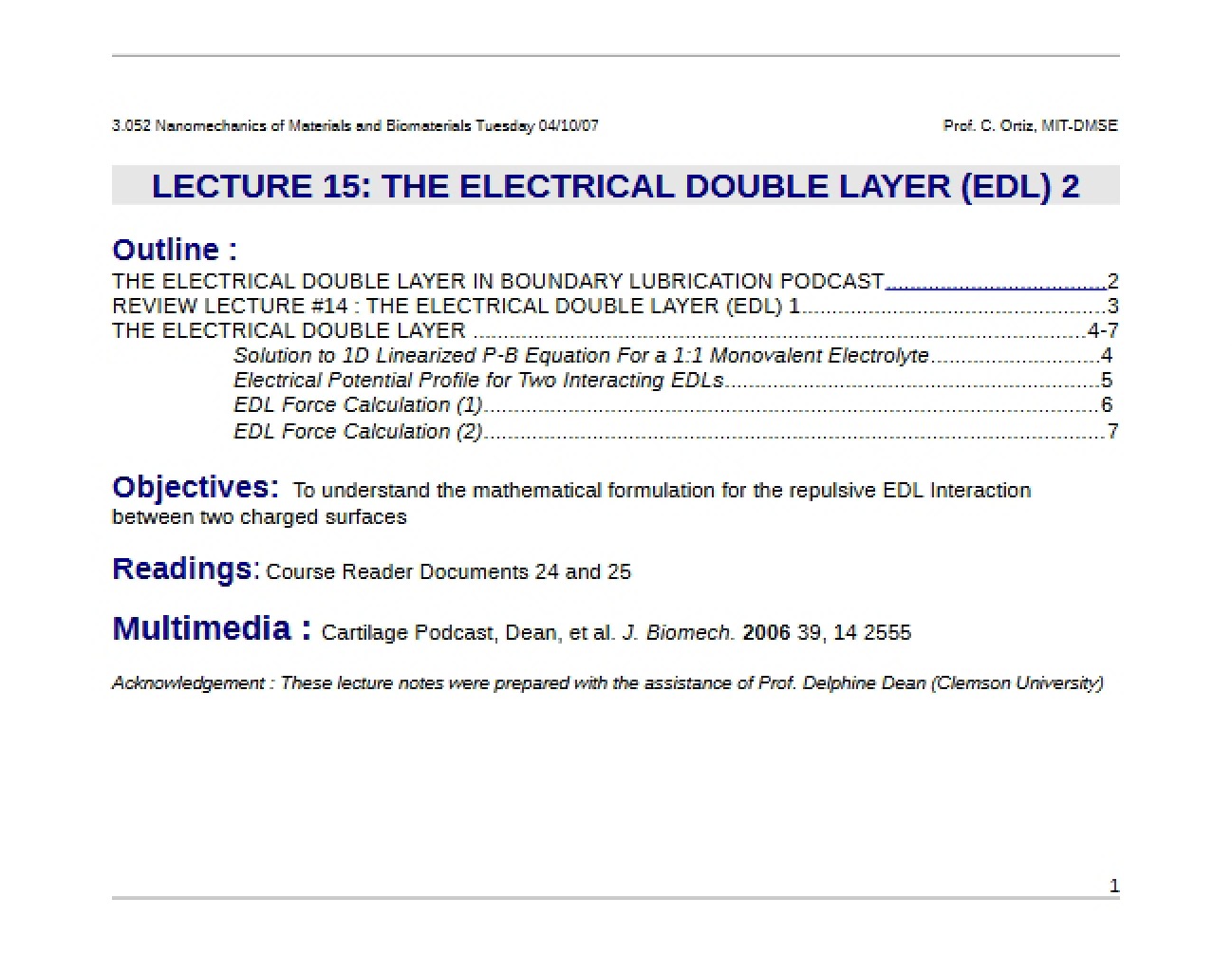 Electrical Double Layer