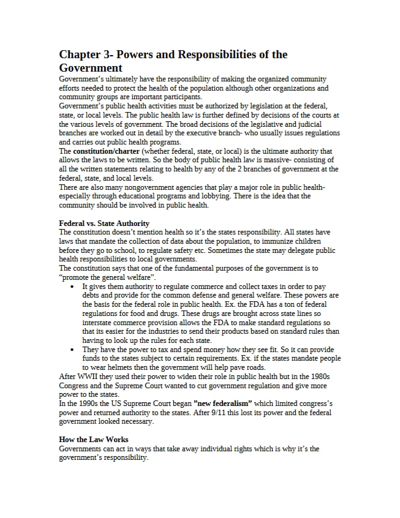 Government Responsibilities and Powers (Chapter 3)