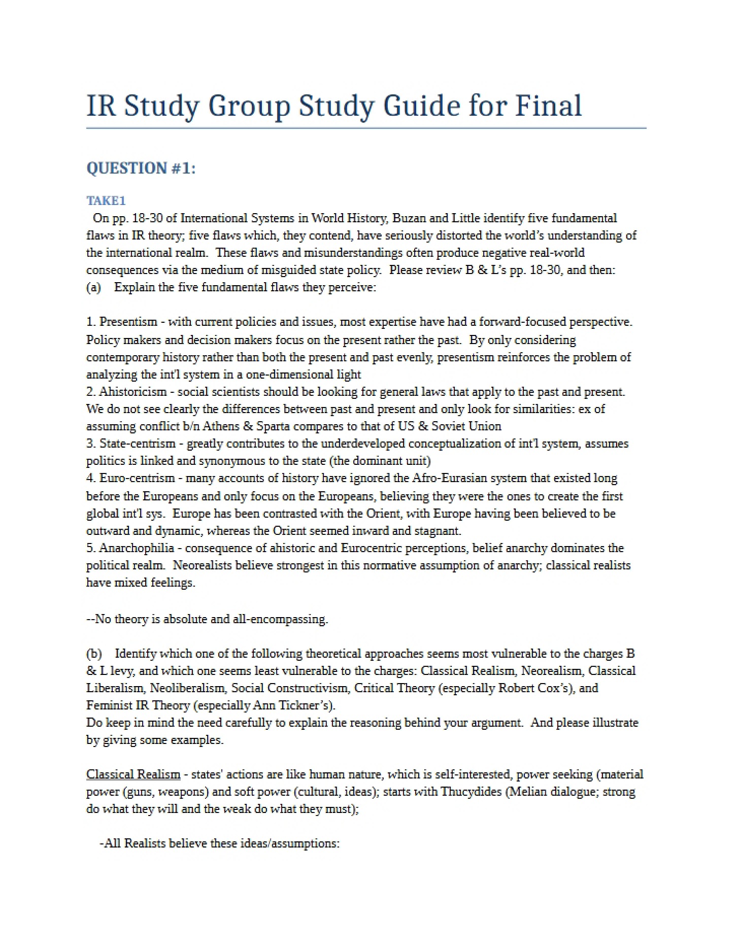 Final Exam Guide from Study Group