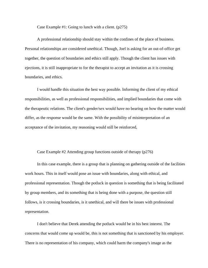 Case Examples - Ethical Boundaries in Professional Relationships