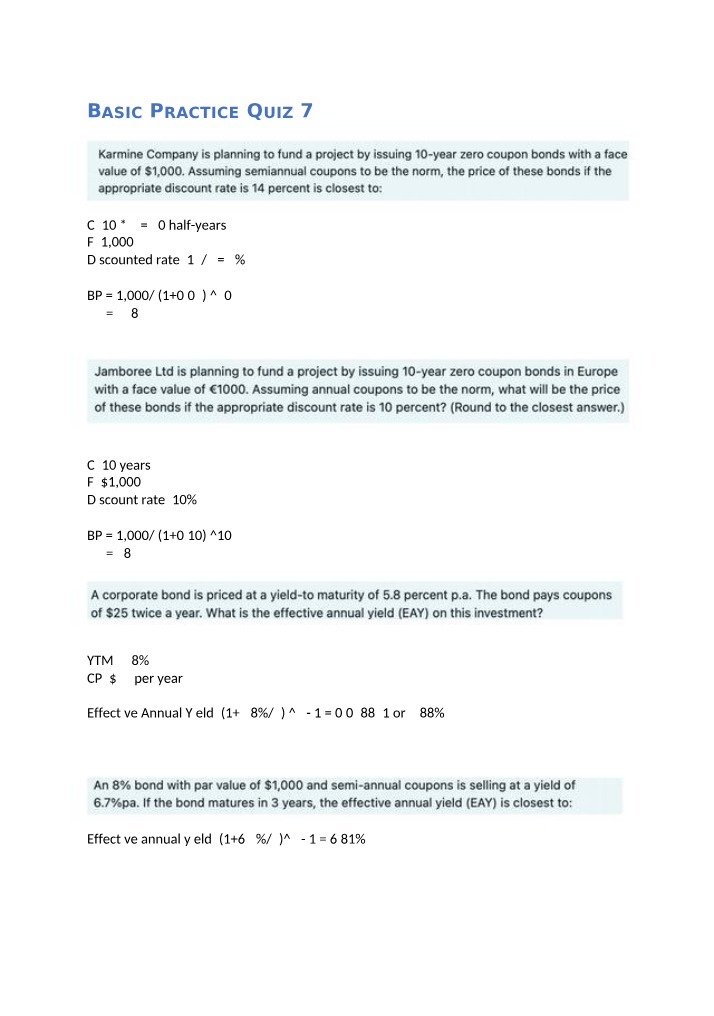 Finance Practice Tests and Quizzes