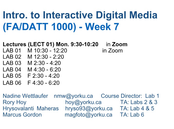 Week 7 - Intro. to Interactive Digital Media