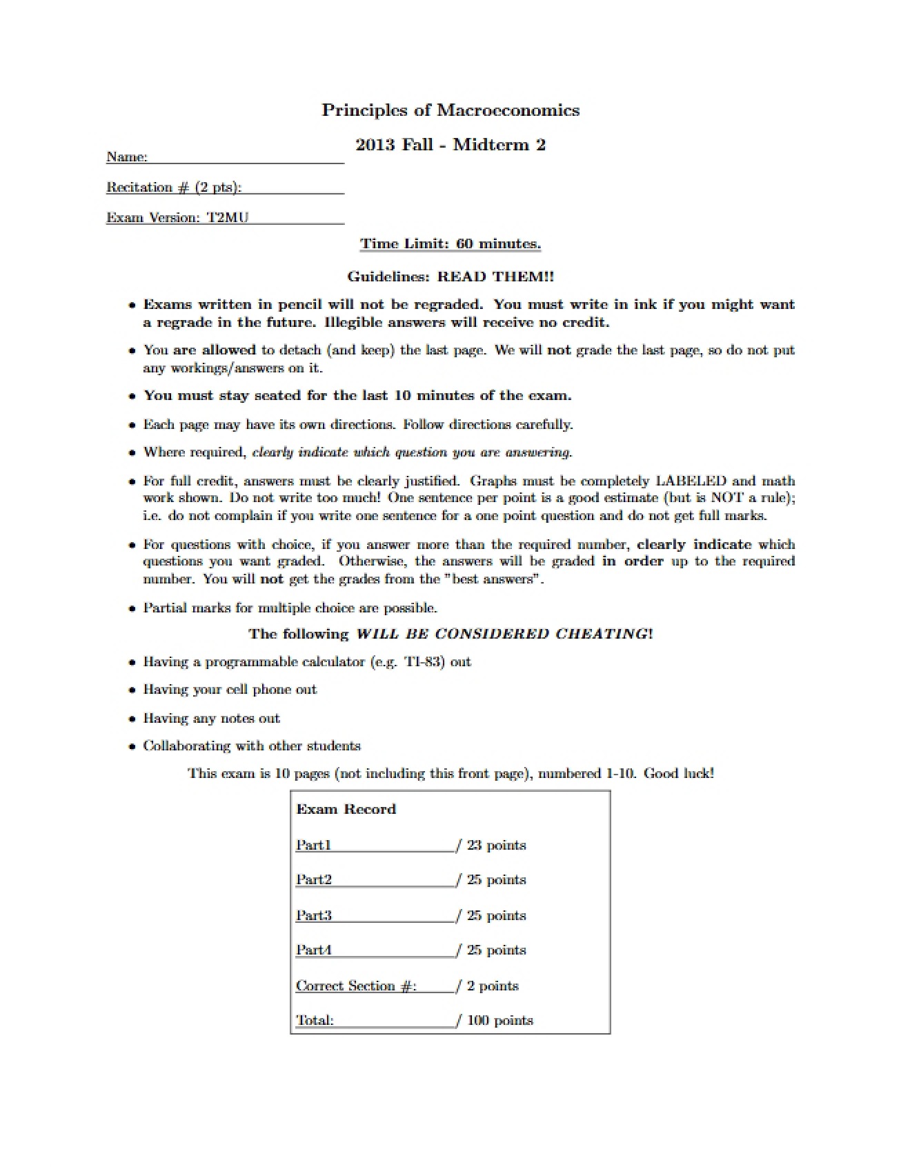 2013 Make-Up Midterm T2