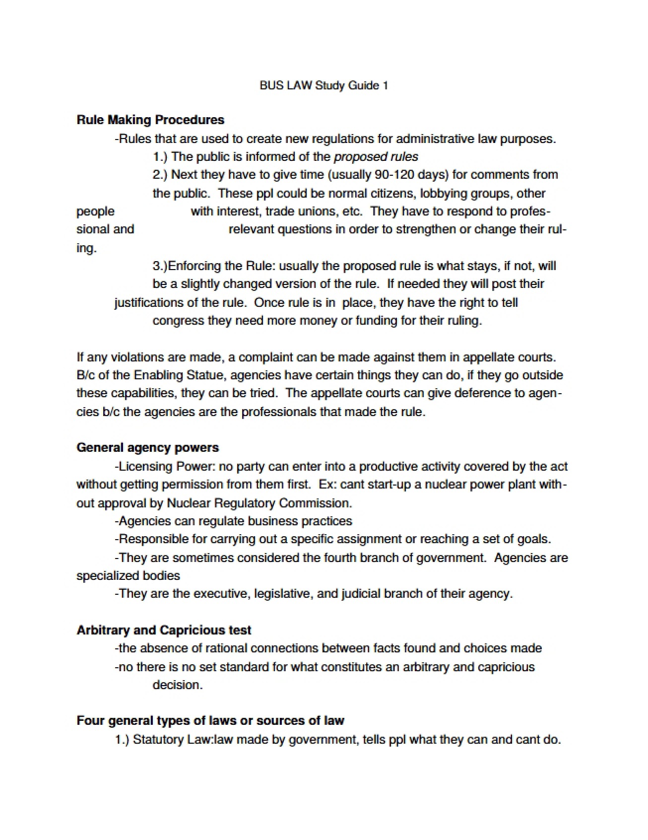 Business Law Course Materials