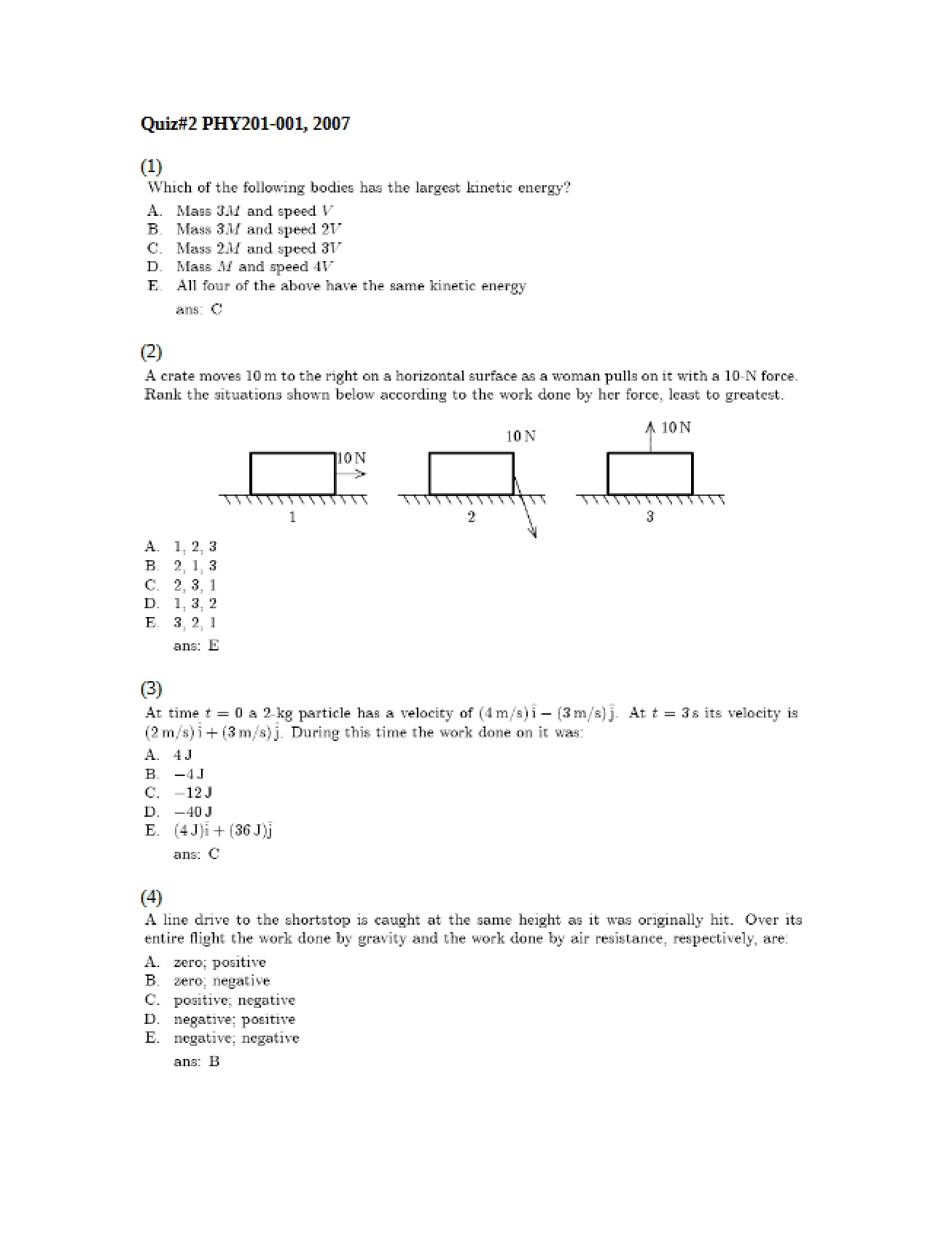 Phy 201 Quiz Two