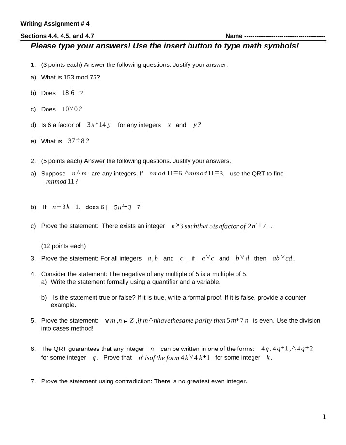 Modulo Arithmetic and Number Theory Practice Questions