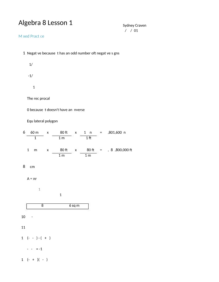 Lesson 13 - Algebra 8