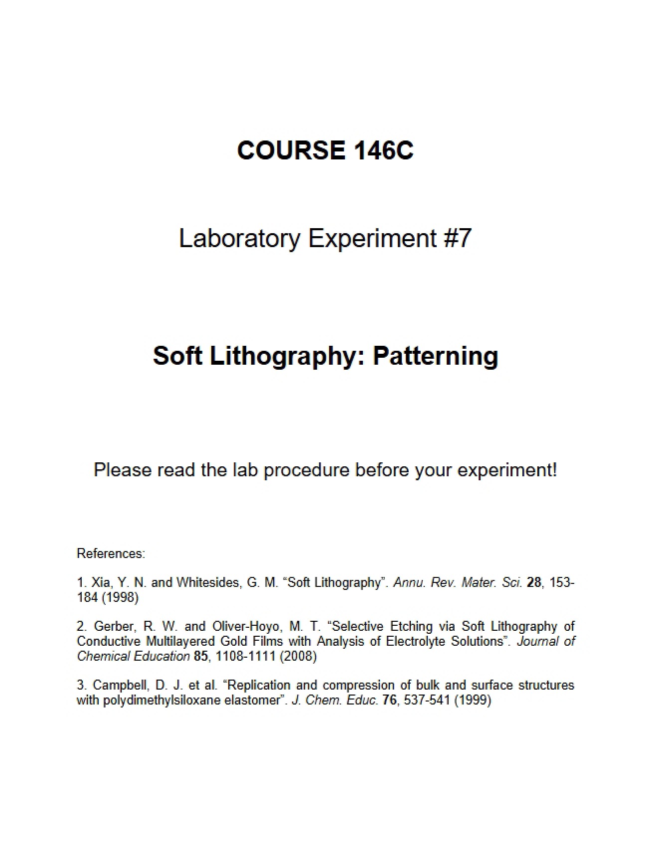Applying Soft Lithography Methods