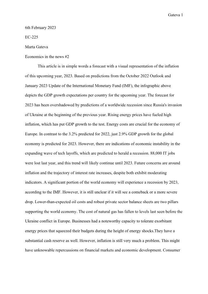 Economics in the News - Assignment 2