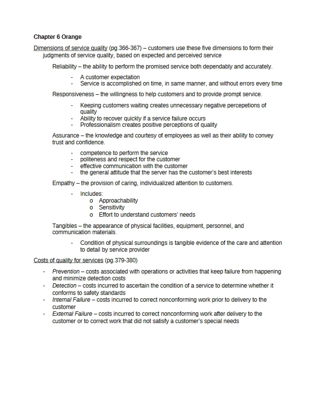 Service Quality Dimensions