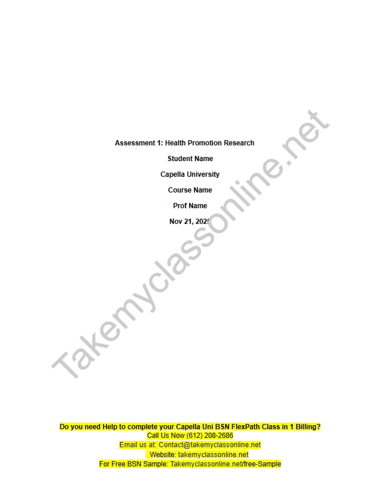 Research on Health Promotion (Assessment 1)