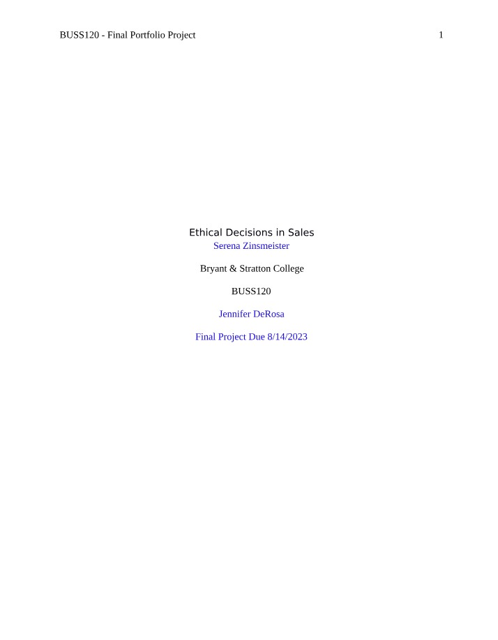 BUSS120 Portfolio Project Template - Week 3