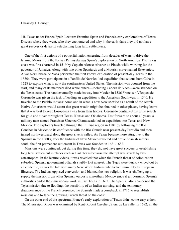 Early Spanish and French Explorations of Texas