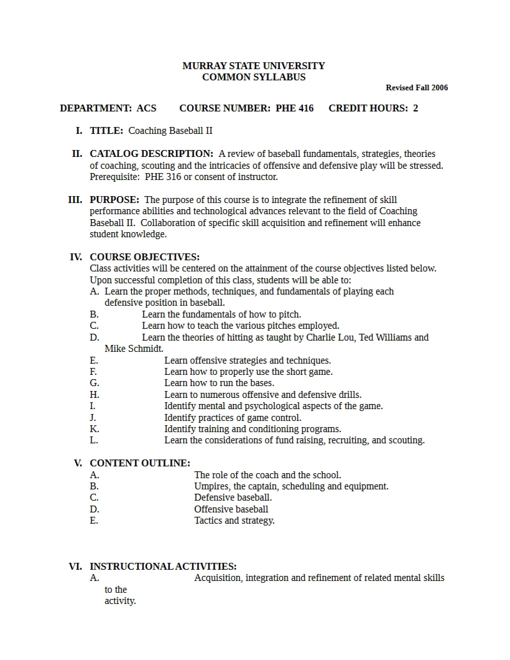 Syllabus - 3 Pages
