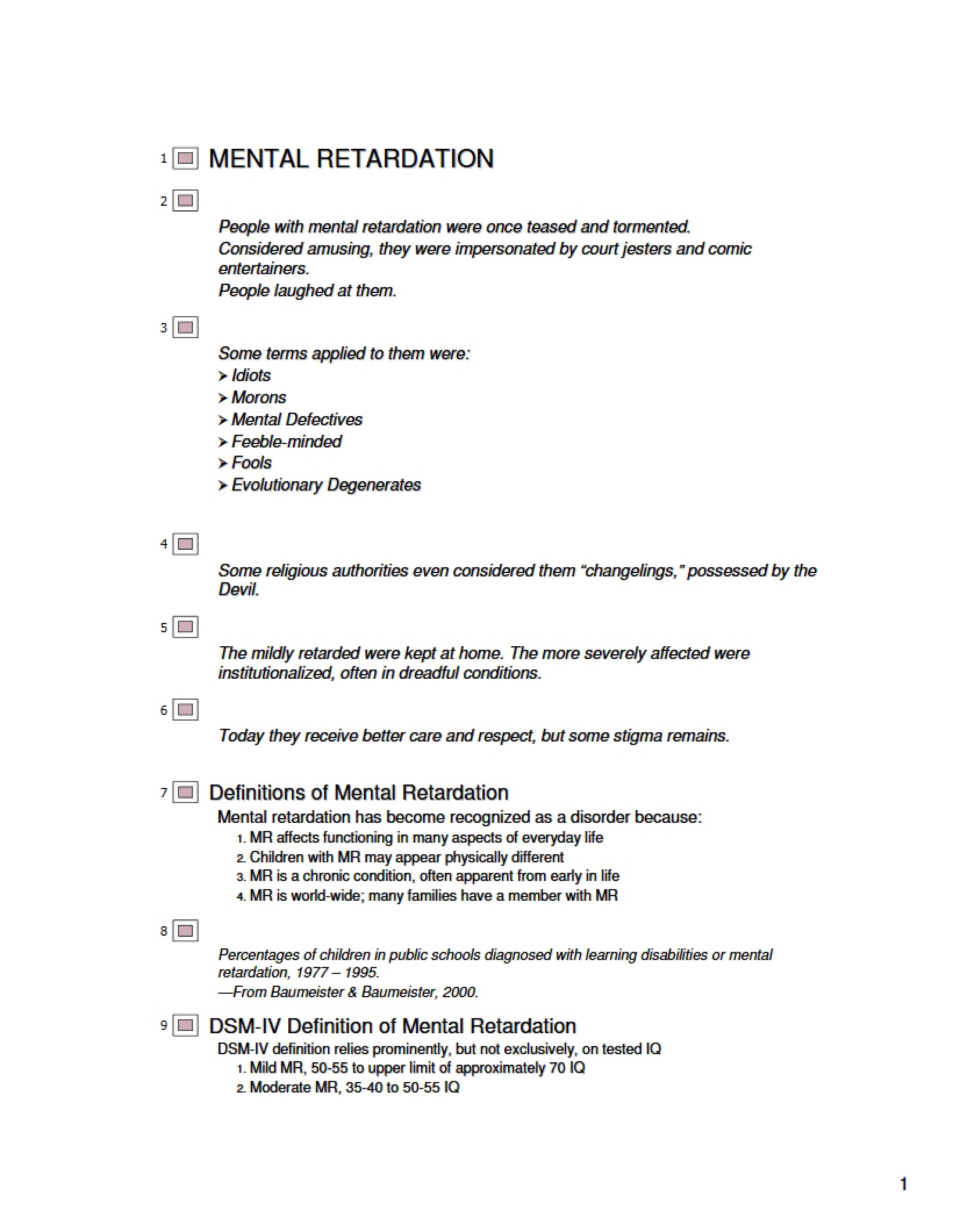 Outline on Mental Retardation