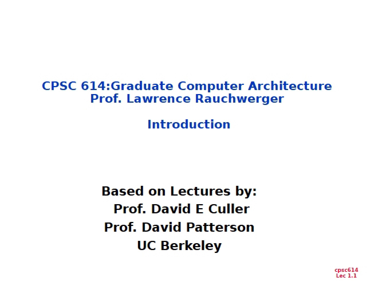 First Lecture on Computer Architecture