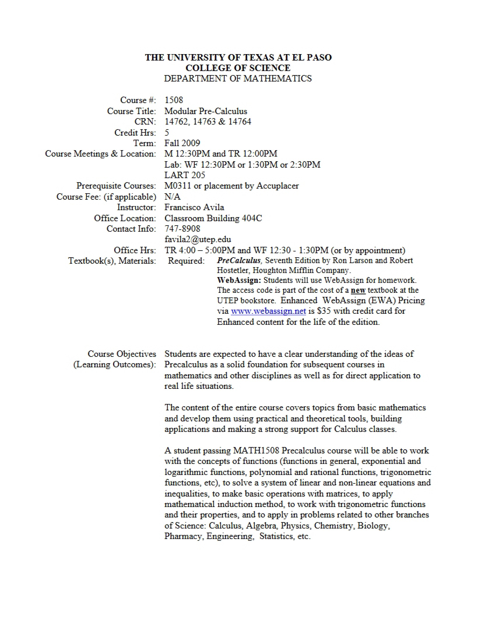 Precalculus Syllabus (2)