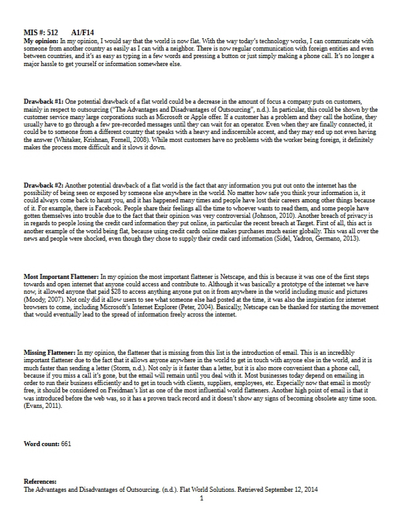 First Assignment for Information Systems