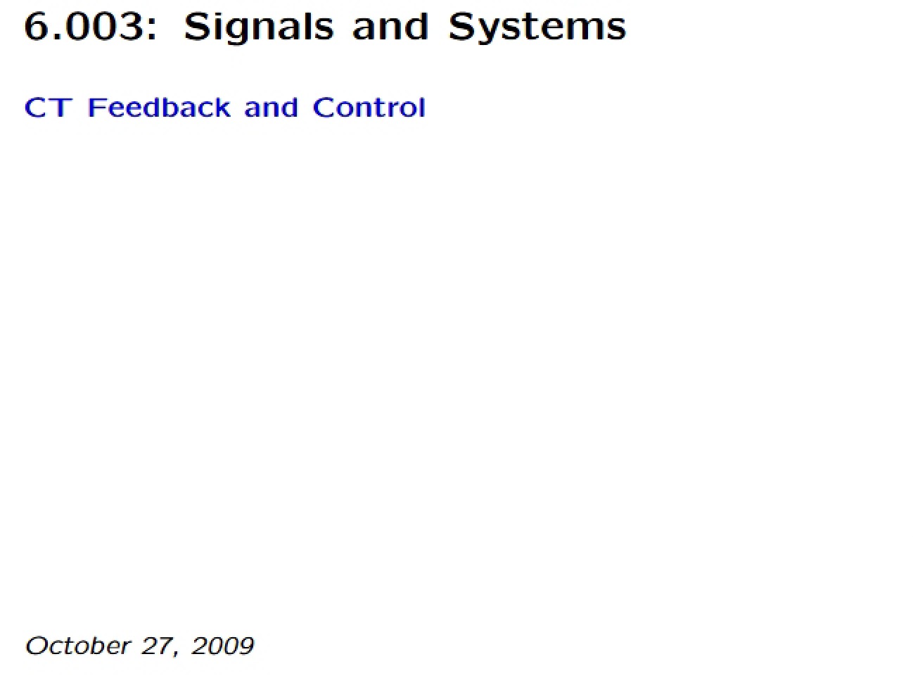 Signals and Systems Study Notes